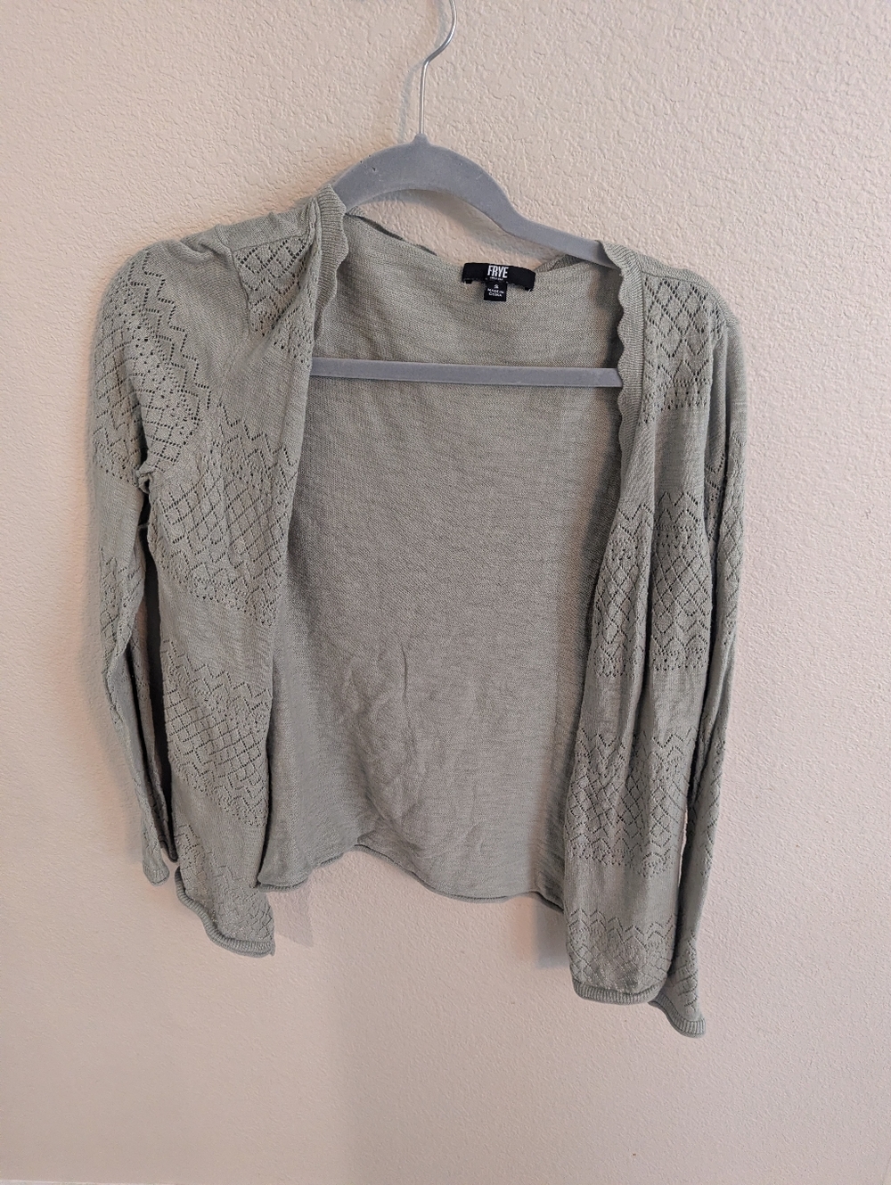 Frye Sage Open-Front Pointelle Knit Cardigan
